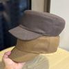 New Korean Style Solid Color Flat Top Equestrian Hat for Women in Autumn and Winter Fashionable and Warm Everyday Versatile Cap