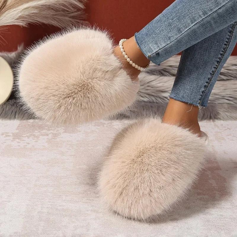 Innovative Indoor Slippers for Women Anti-slip Round Head Keep Warm One Kick Shoes for Women Suede 2025 New Light Home Slipper