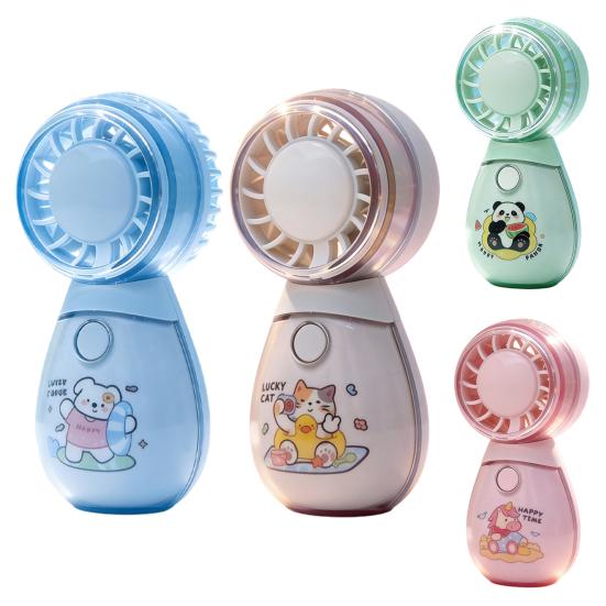 Mini Cartoon Animal Handheld Fan with Lanyard High Speed Wind USB Rechargeable Summer