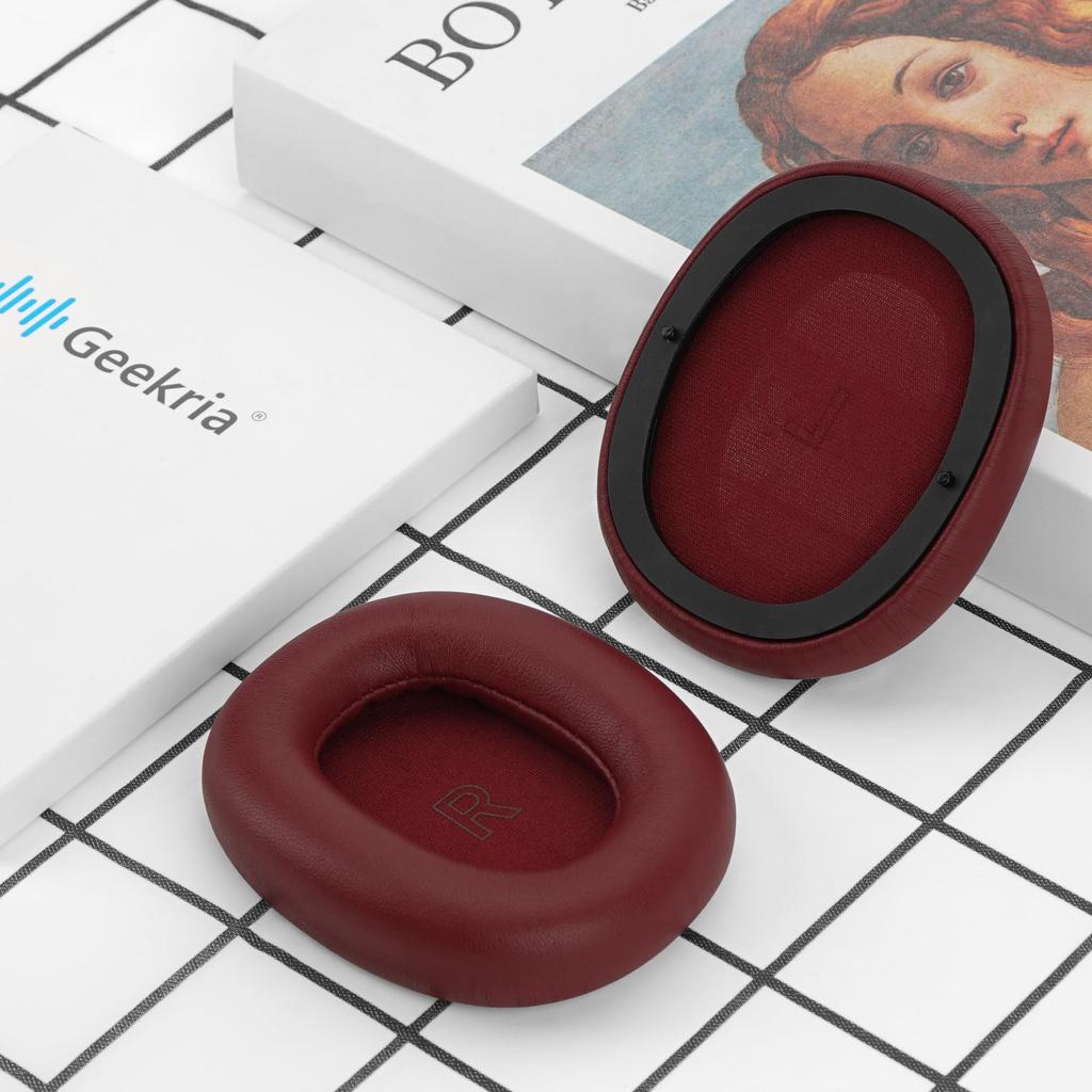 Geekria Elite Earpads Compatible with Bang & Olufsen Beoplay H95 (1266100) Headphones, Lambskin Ear Pads/Ear Cups (Red)