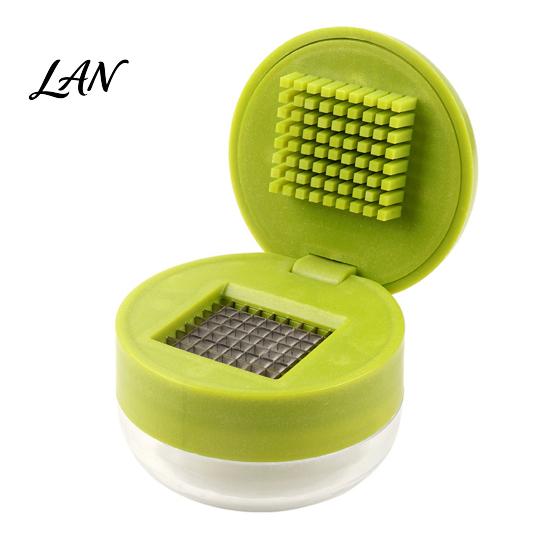 Compact Garlic Grinder Manual Press, Sharp Stainless Steel Blades Chopper, with Clear Storage Ginger Slicer Tool Container, Kitchen Gadget for 1pc