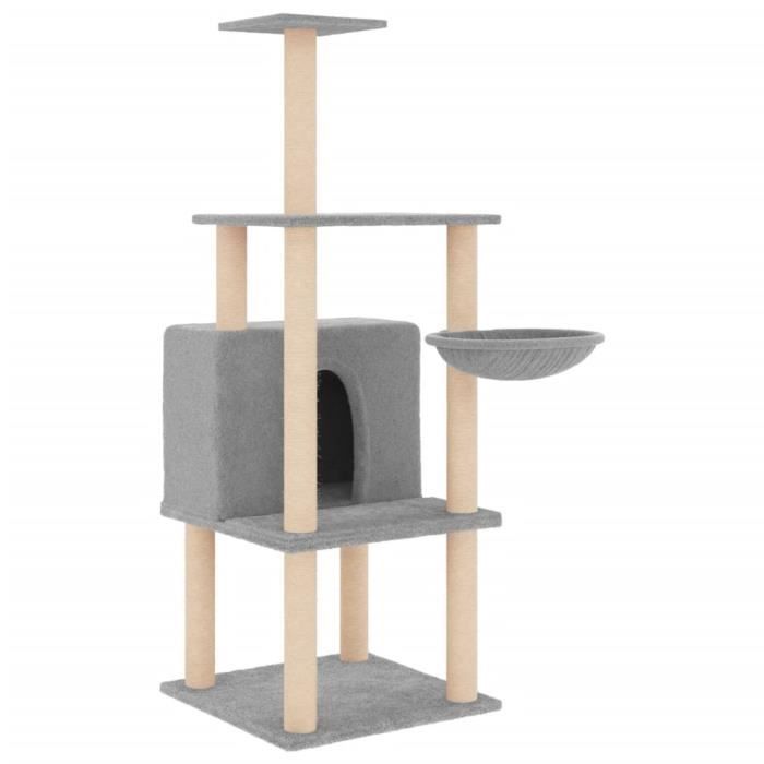 VidaXL Cat Tree with Sisal Scratching Posts Light Grey 132 Cm 171727