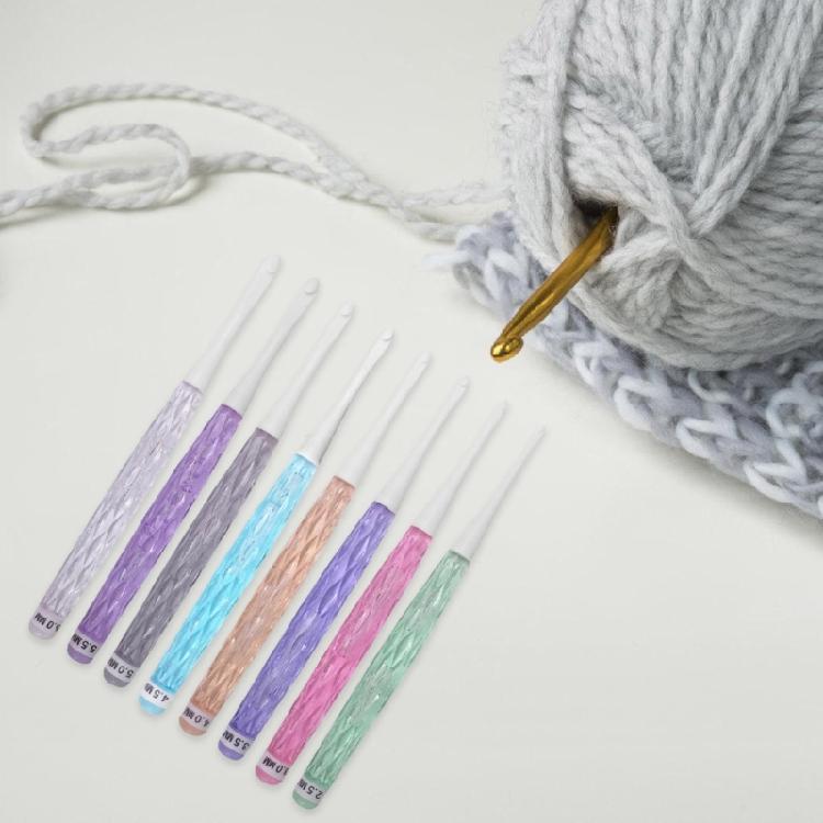 8Pcs 2.5mm-6.0mm Ergonomic Crochet Hook Set Crochet Needle for Beginner Hobbyist Knitting Sweater Scarf Socks Hat Bag