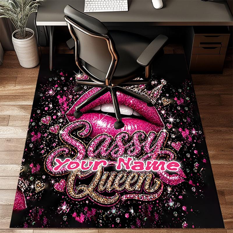 1PC Custom Name Sassy Queen Glitter Art Theme Floor Mat Ideal for Living Room, Game Rooms, Office, Bedroom,Floor Mat Playful Design