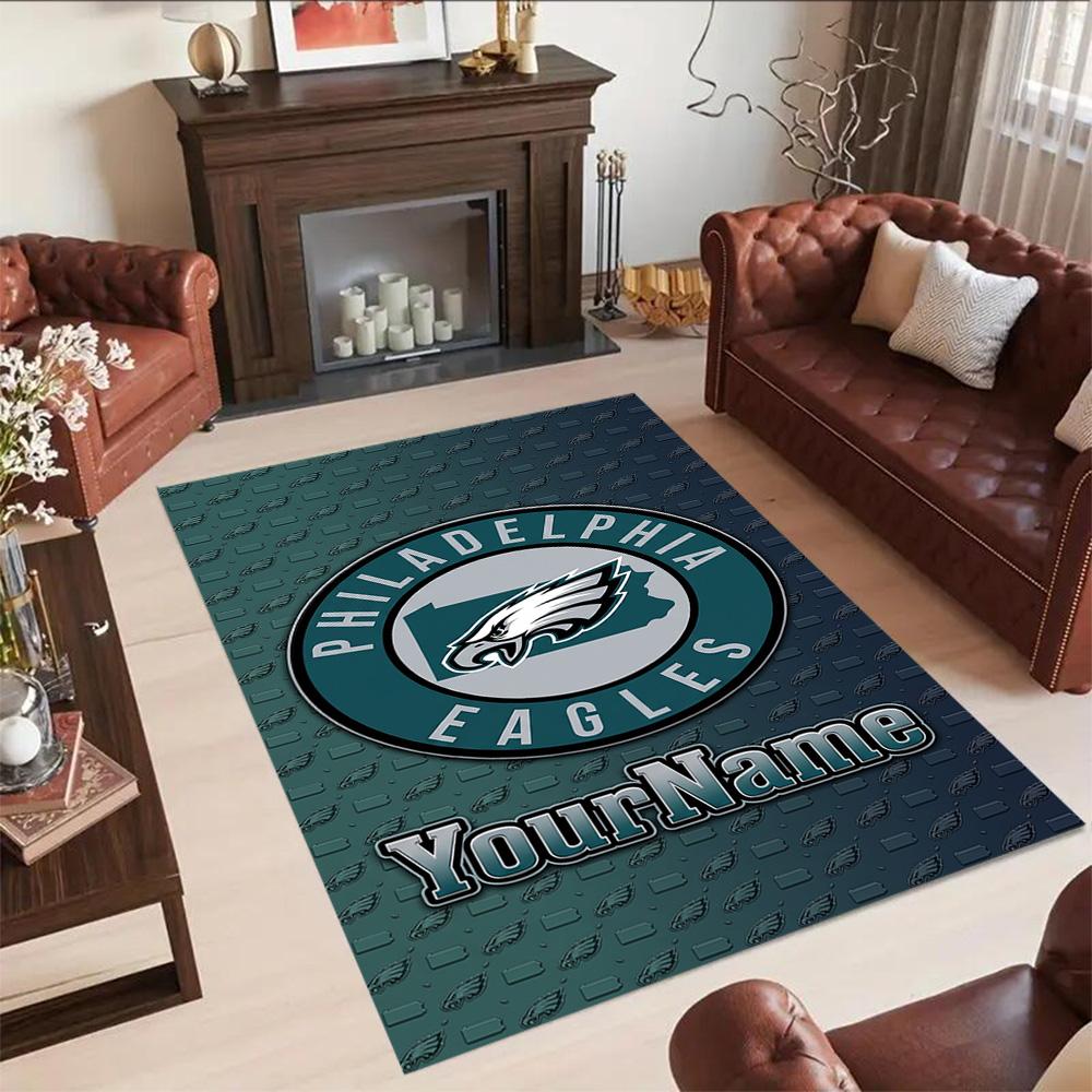 Philadelphia Eagles Customizable Name Floor Mat Suitable For Dining Room Foyer Bedrooms Decorate Room Antislip Carpet Decorate Offices