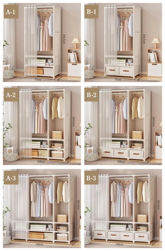 Vellichor Large Capacity Easy Assembled Clothes Fabric Storage Clothes Dustproof and Storage Box Closet Cover Single White Wardrobe, Closet, Rack,
