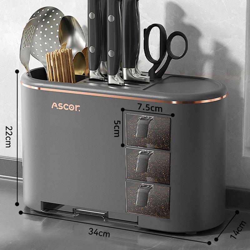 Kitchen Accessories Tool Rest Multifunction Storage Organizer Rack Condiment Box Removable Drain Tray Hollow Back Ventilation