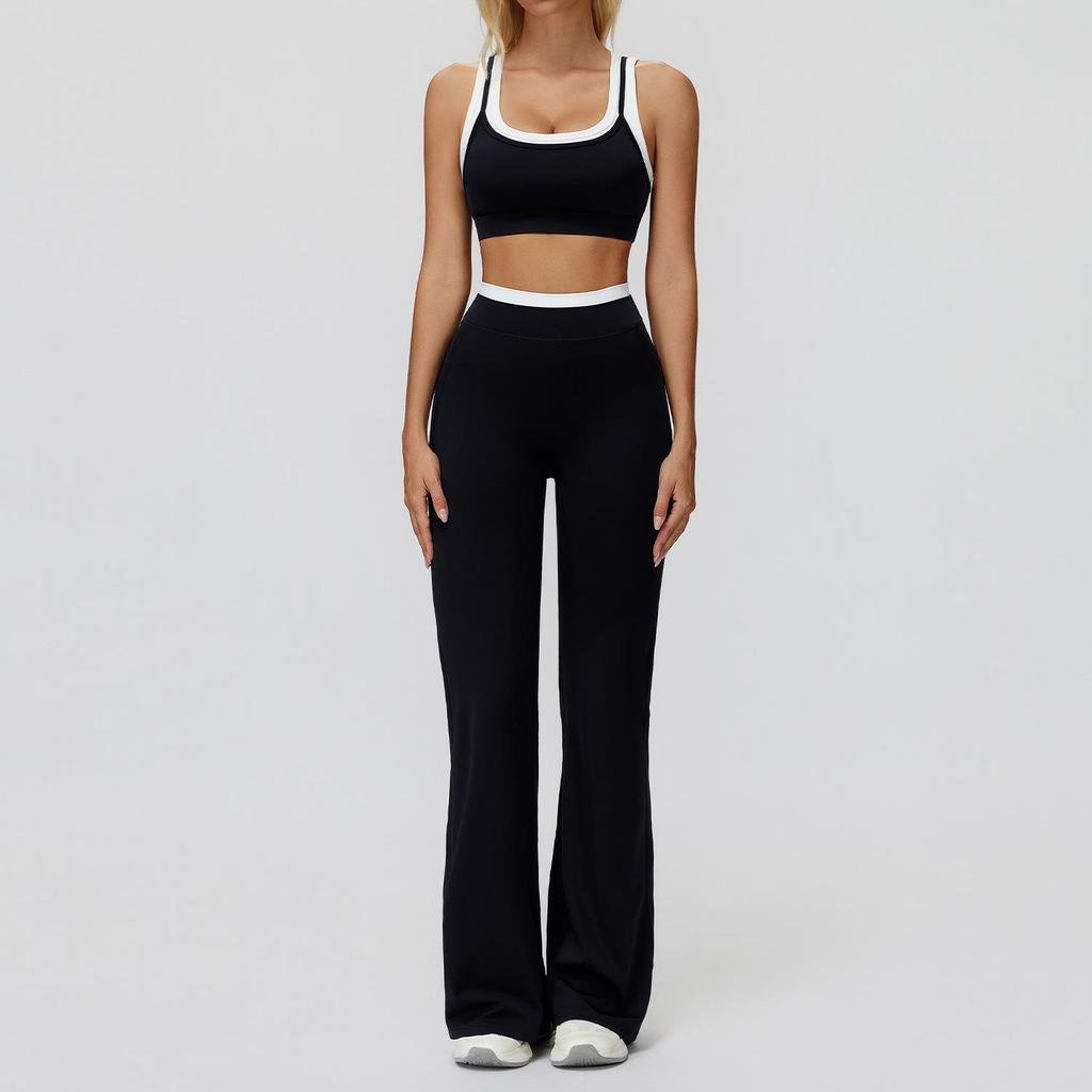 Completo da Yoga da Donna Transfrontaliero: Color Block Nude Feel, Vita Alta Costolata, Abbigliamento Sportivo Fitness Versatile