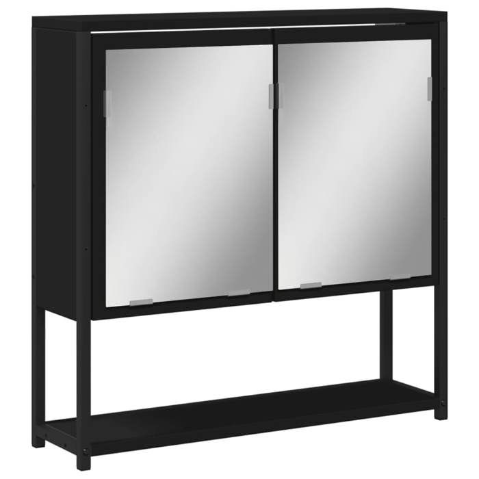 VidaXL Bathroom Mirror Cabinet, Wall-Mounted Toilet Cupboard with Mirror, Storage Furniture, Modern, Black Wood 842421