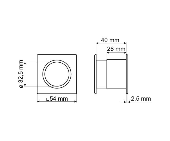 TW01 ventilation sleeve, square, glossy chrome