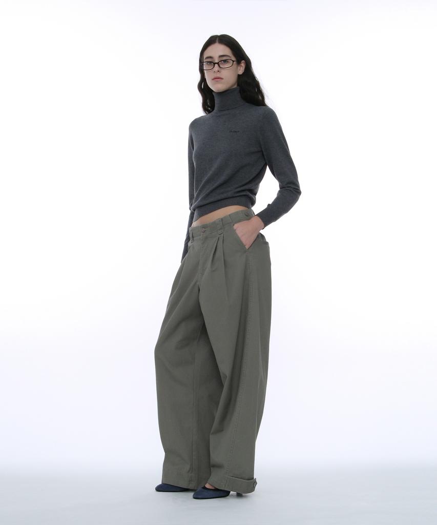 PARTIMENTO WOMEN Pwc Embroidered High-Neck Knit Top_Charcoal Melange