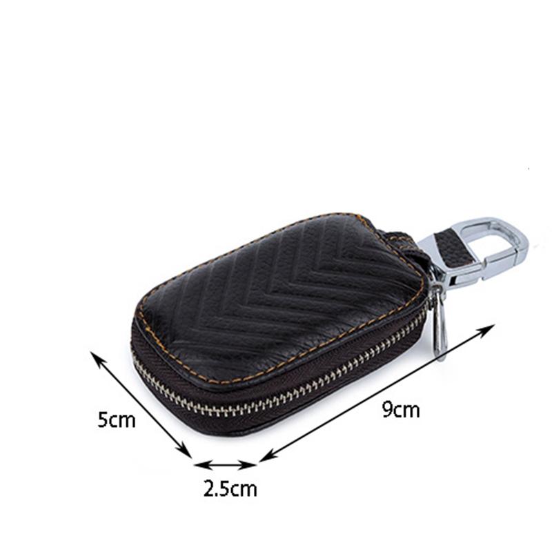 Leather Car Key Case Cover Zipper Bag Protector For Volkswagen VW ID.4 ID4 ID.5 ID5 1st Cupra Born Golf