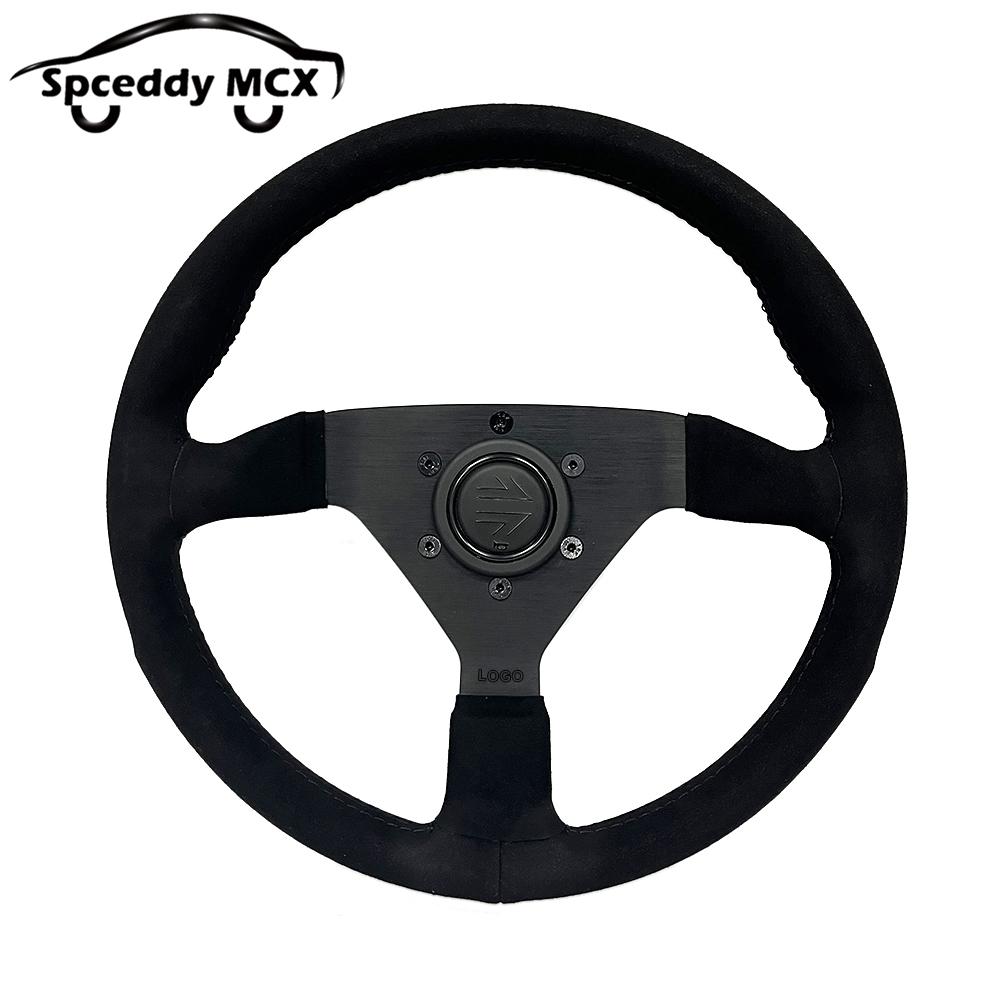 JDM V2 13inch Italy Suede Leather Universal Racing Sport Steering Wheel 320mm Flat Black Red Yellow BlueV232000