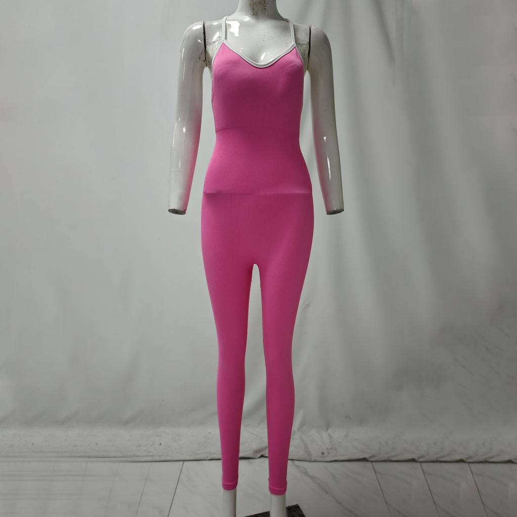 Women's Suspenders Outdoor Sports Jumpsuit Sleeveless Quick-drying Thread Tight Fitness Jumpsuit Yoga Suit