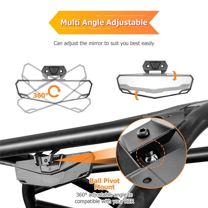 A03E-UTV Rear View Mirror, Center Convex Rearview Mirror 2883763 For Polaris RZR PRO XP/XP 4     Accessories