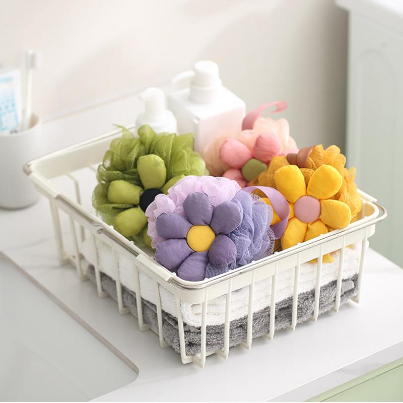 Bath Flower Shower Loofah Reusable Body Scrubber Exfoliating Mesh Bath Accessories For Kids Adults Lanyard Included Soft PE