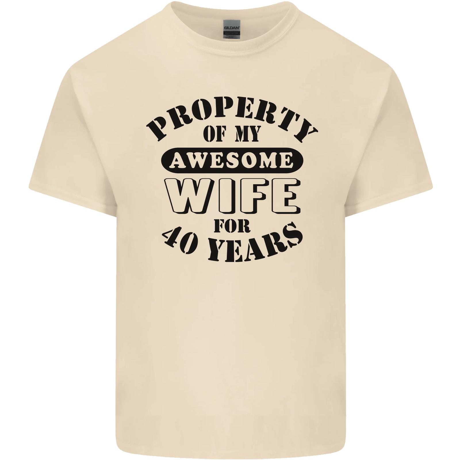 40th wedding anniversary 40 year fun wife cotton men s t-shirt- XXL