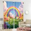 2pcs   2D FLAT PRINTING Curtains (Without Rod) Rainbow Blossom Contemporary Chic Curtains 100% Polyester Curtains Outdoor