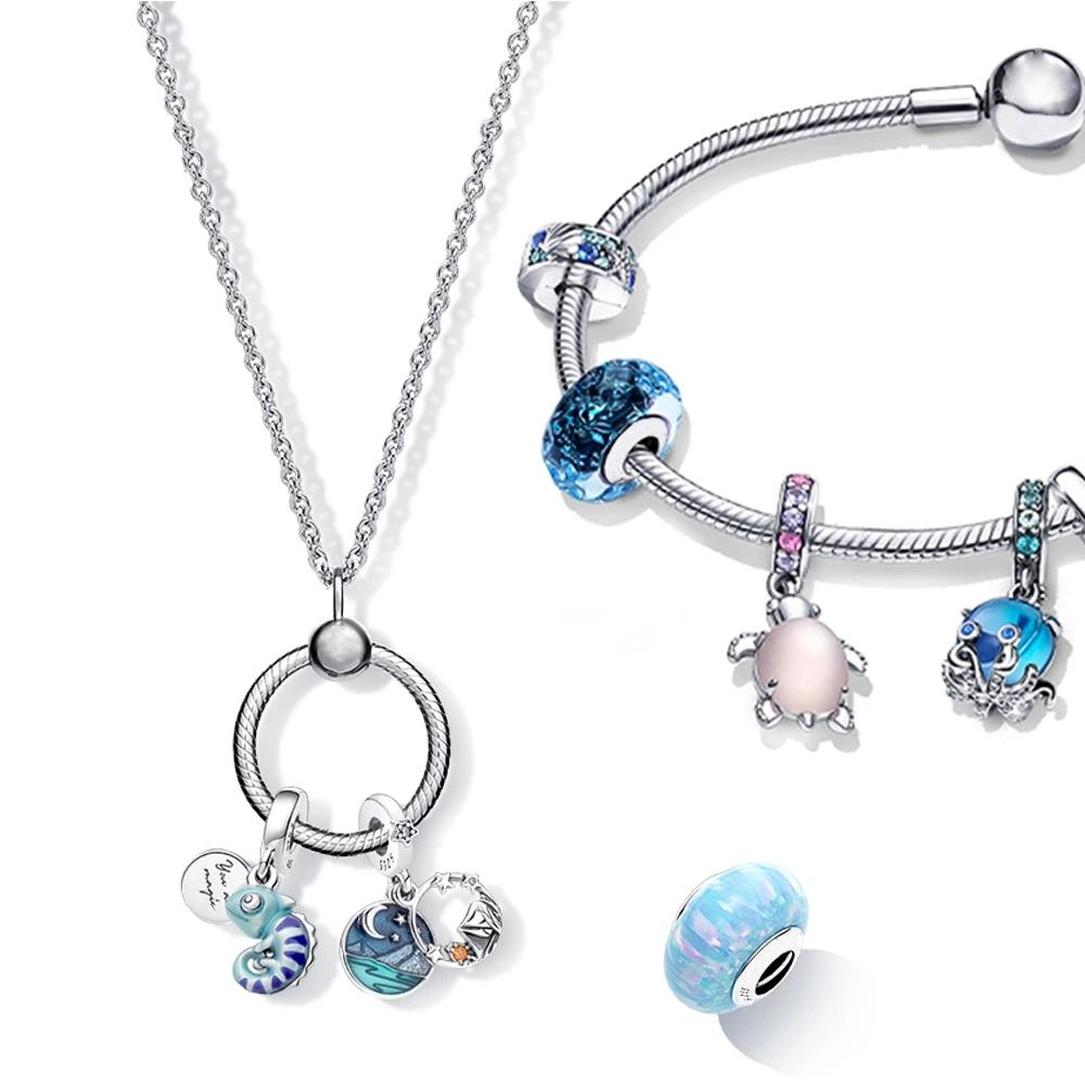925 Silver Ocean Starfish Turtle Octopus Pendant for European Bracelets DIY Jewelry Gifts Summer Collection
