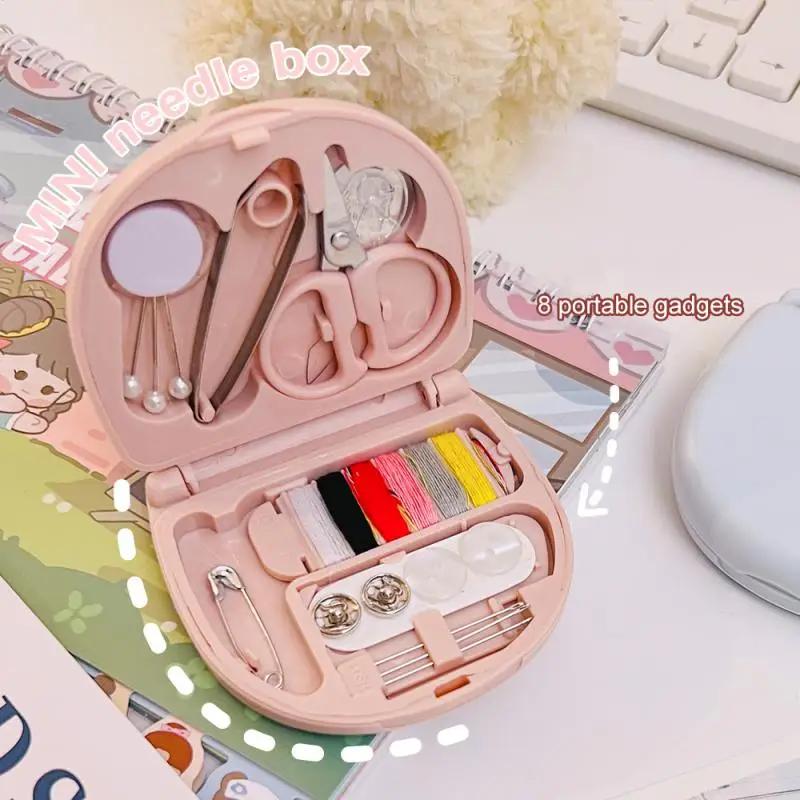 Practical Thimble Needle Threads Box Set Plastic Mini Multi-function Portable Travel Gift Sewing Box Handwork Sewing Accessories