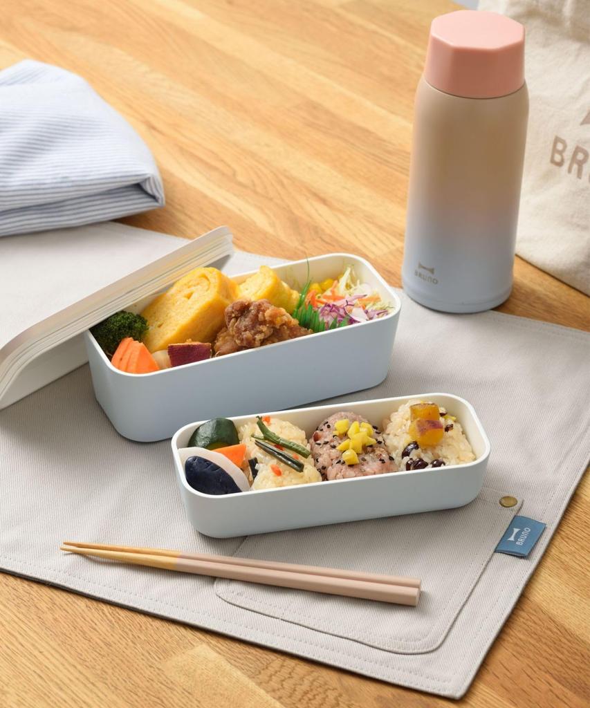 BRUNO Yamanaka Lacquer Bicolor Lunch Bento Dishwasher Microwave No 2-Tier Box, Box, Safe, Safe, Gray, Size, RBHK013-GY