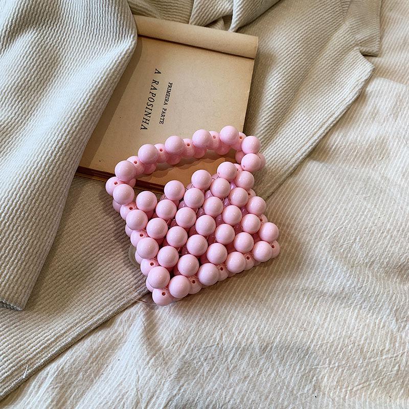 

Modern Mini Kids Bag Beautiful Pearl Handheld Purse For Girls Style Summer рожевий