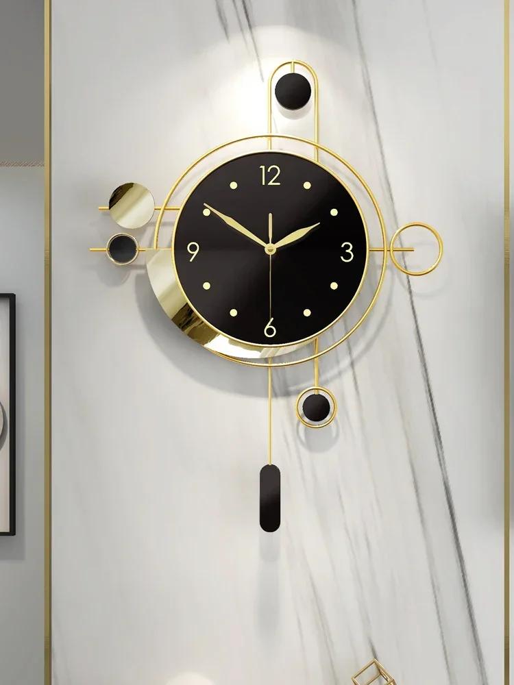 Large Metal Wall Clocks Luxury Silent Creative Pendulum Clock Living Room Gold Watches Art Nordic Home Decoration for Bedroom
