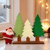 Festive Table Sign Wooden Christmas Tree Sign, 3 Colors Pine with Basswood Tabletop Base, Rustic Xmas Desktop Decoration for Holiday Party Decorative