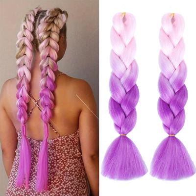 24 Inch Synthetic Crochet Two-color Large Braid Hair Extension Wig, Braided Ponytail Style Suitable for Daily Party Cosplay and Halloween