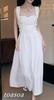Toa Soa Women's White Knee-Length Flared Dress with Back Ribbon (L)