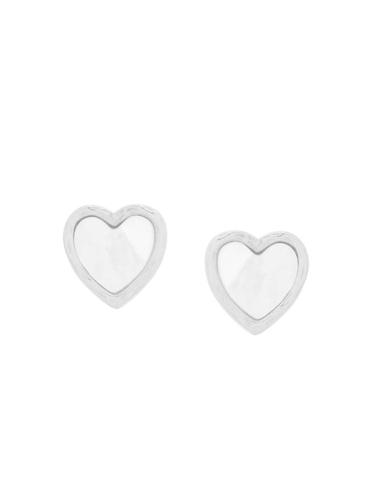 Kicky and Perky 925 Sterling Silver Mother of Pearl Station Layred Heart Love Necklace Earrings Jewelry Set For Womens