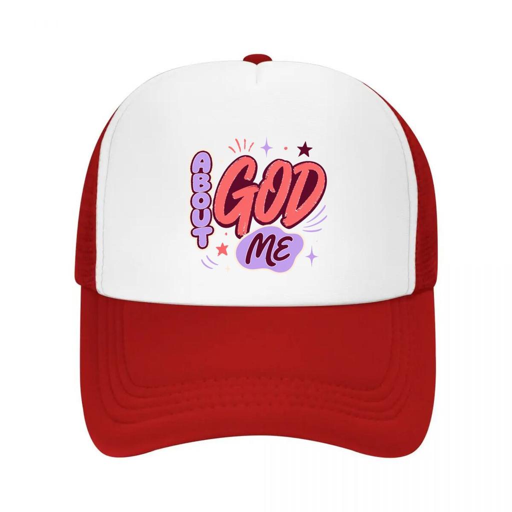 God About Me Bold Typography Mesh Baseball Cap Casual Hat Outdoor For Womens Unisex FeUnisex
