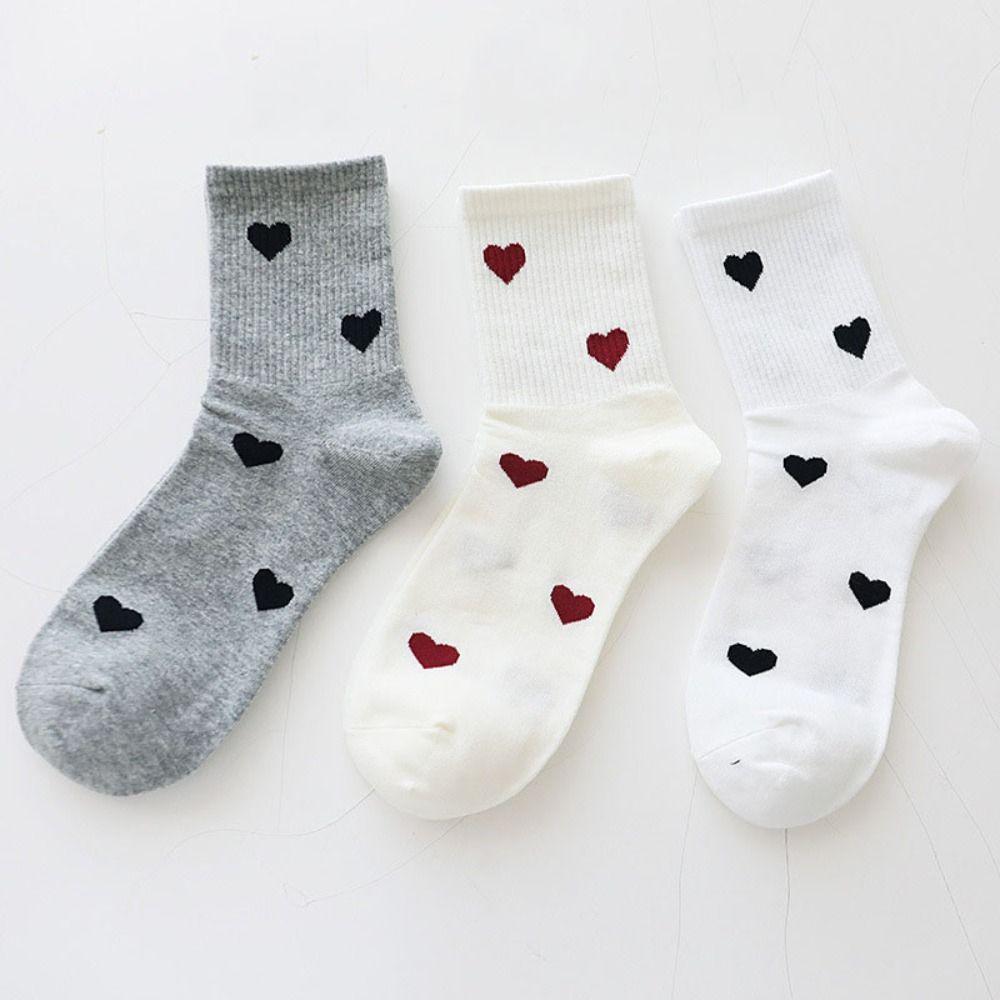 5 Paar Koreanischer Stil Liebes Mittelschaftsocken Harajuku Mittelschaftsocken Niedliche Patchwork Farbsocken Damen