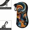 2D-Abstract Swirl Pattern Protective Sunglasses Case, Vintage Bohemian Style Eyeglasses Storage Pouch, Zipper Travel Eyewear Bag for Men Women Gift