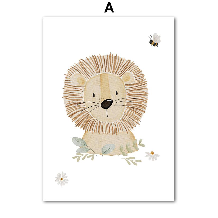 

Boho Lion Fox Rabbit Monkey Sailing Voyage Wall Art Canvas Painting Nordic Posters And Prints Wall Pictures Baby Kids Room Decor 21cm×30cm NoFrame