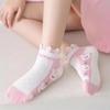 Children's Mid-Calf Socks 5 Pairs Cute Rabbit Floral Design Lace Edge Soft Elastic Socks for Toddler Girls All Seasons