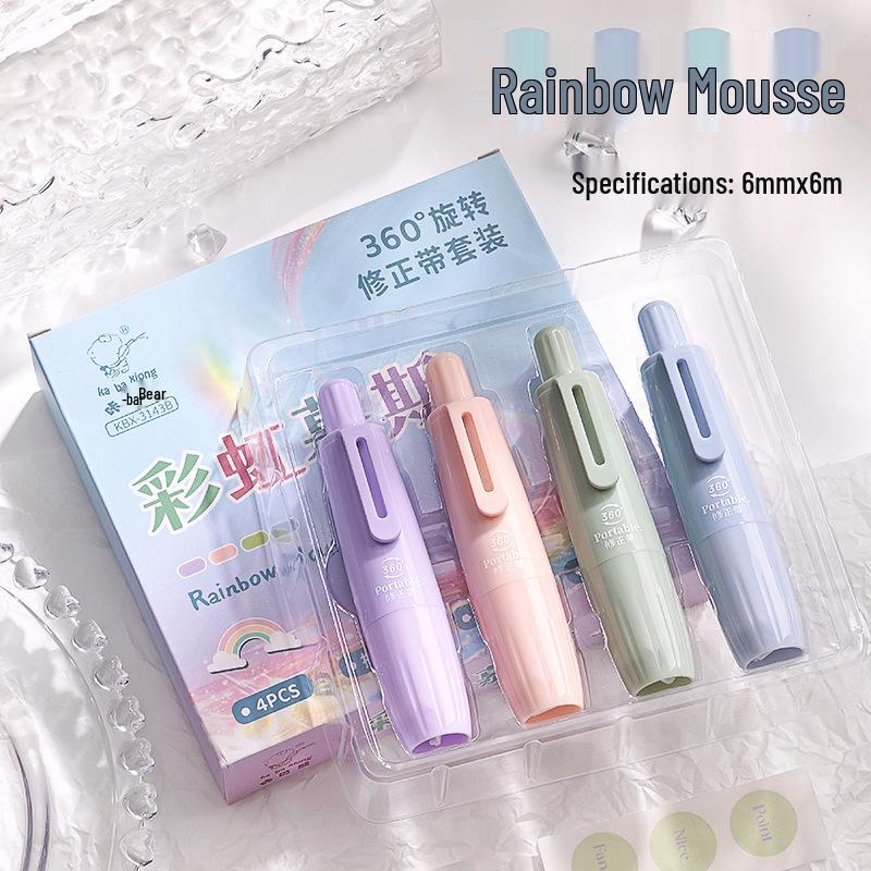 

Корректирующая лента Kaba Bear с вращением на 360°: Многоразовый, Компактный, Кнопочный дизайн для легкого использования студентами.