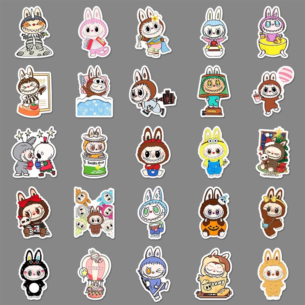 50 Sheets Cute Labubu Elf Team Waterproof Cartoon Journal Stickers