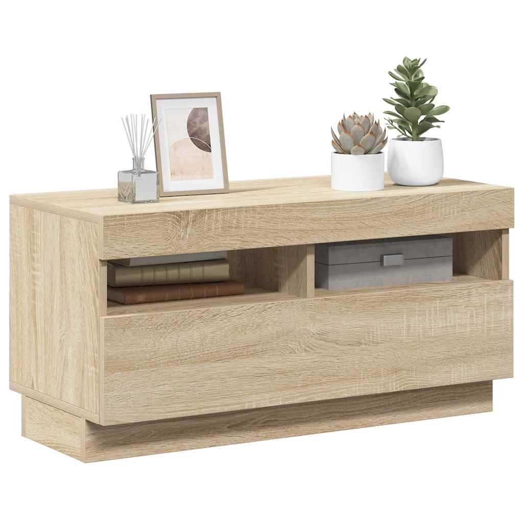 Vidaxl Szafka Tv Z Oświetleniem Led, Dąb Sonoma, 80X35X40 Cm
