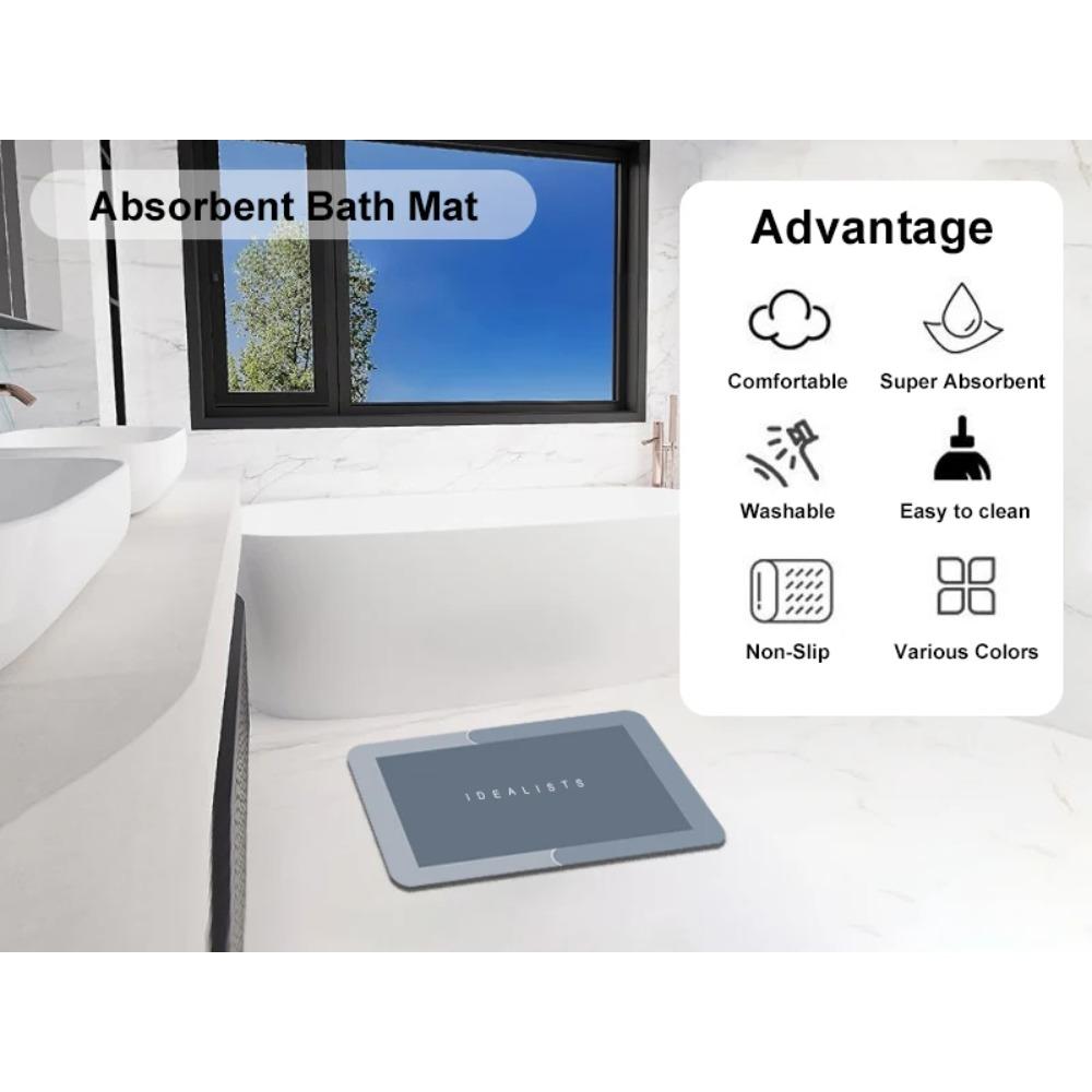 Kiselgur Badrumsmatta Superabsorberande Halkfri Snabbtorkande Mjuk Golvmatta för Badrum Dusch Tvättrum Sovrum Kök Husbil