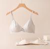 New mulberry silk bra light luxury high sense triangle cup V neck no steel ring elastic shoulder strap comfortable