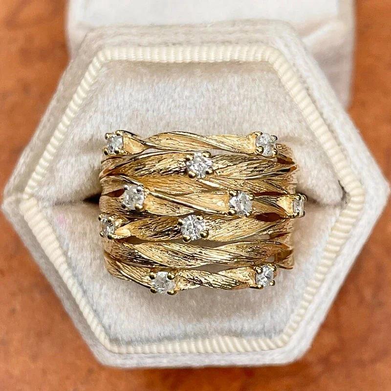 

2026 New Fashionable Gold Wide Multi Ring Ring Elegant Valentine s Day Gift, Suitable for Personalized Accessories at Banquets 10