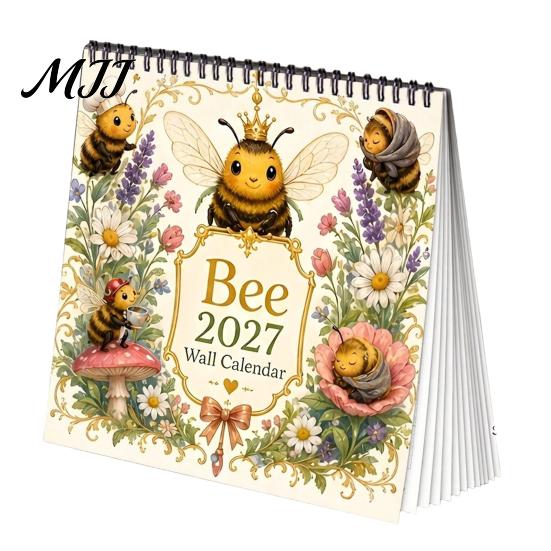 Bee Themed Desk Calendar 2027 Desktop Calendar, Spiral Binding And Thickened Professional Time Management Tool Paper Planner, Decorative Monthly