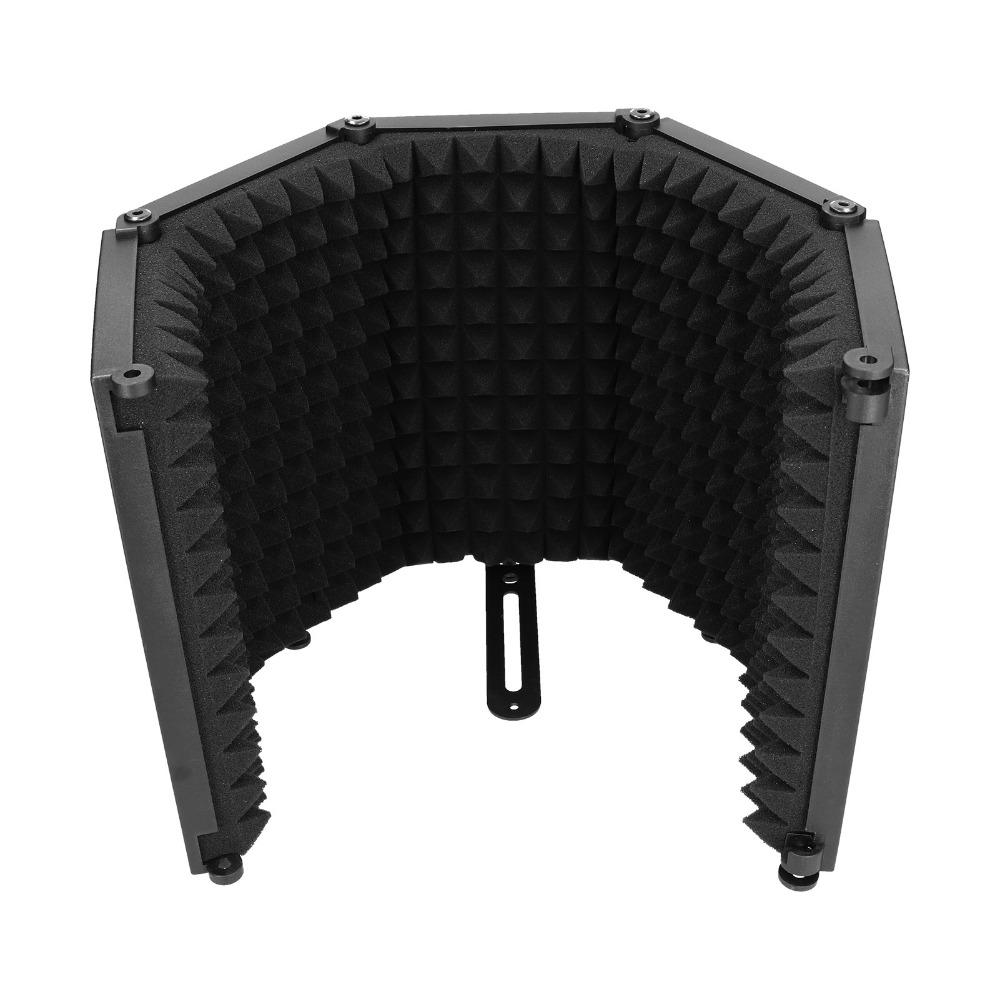 Foldable Mic Sound Absorbing Foam Reflector Adjustable Angles Portable Vocal Booth  for Recording