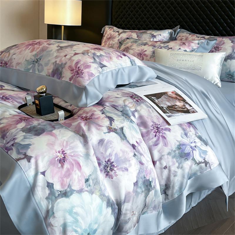 

Tropical Forest Plants Print Luxury Bedding Set Lyocell Bamboo Fiber Soft Silky Duvet Cover Bed Sheet/Fitted Sheet Pillowcases Queen 200X230cm 4pcs