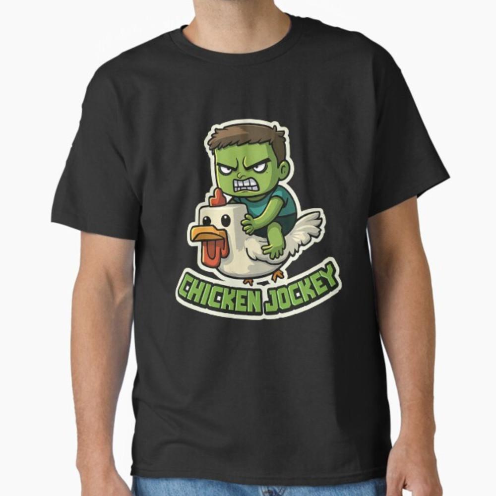 Funny Chicken Jockey T Shirt, Gamer Chicken Ride Games Unisex Kids Adult Top Unisex T-Shirt S
