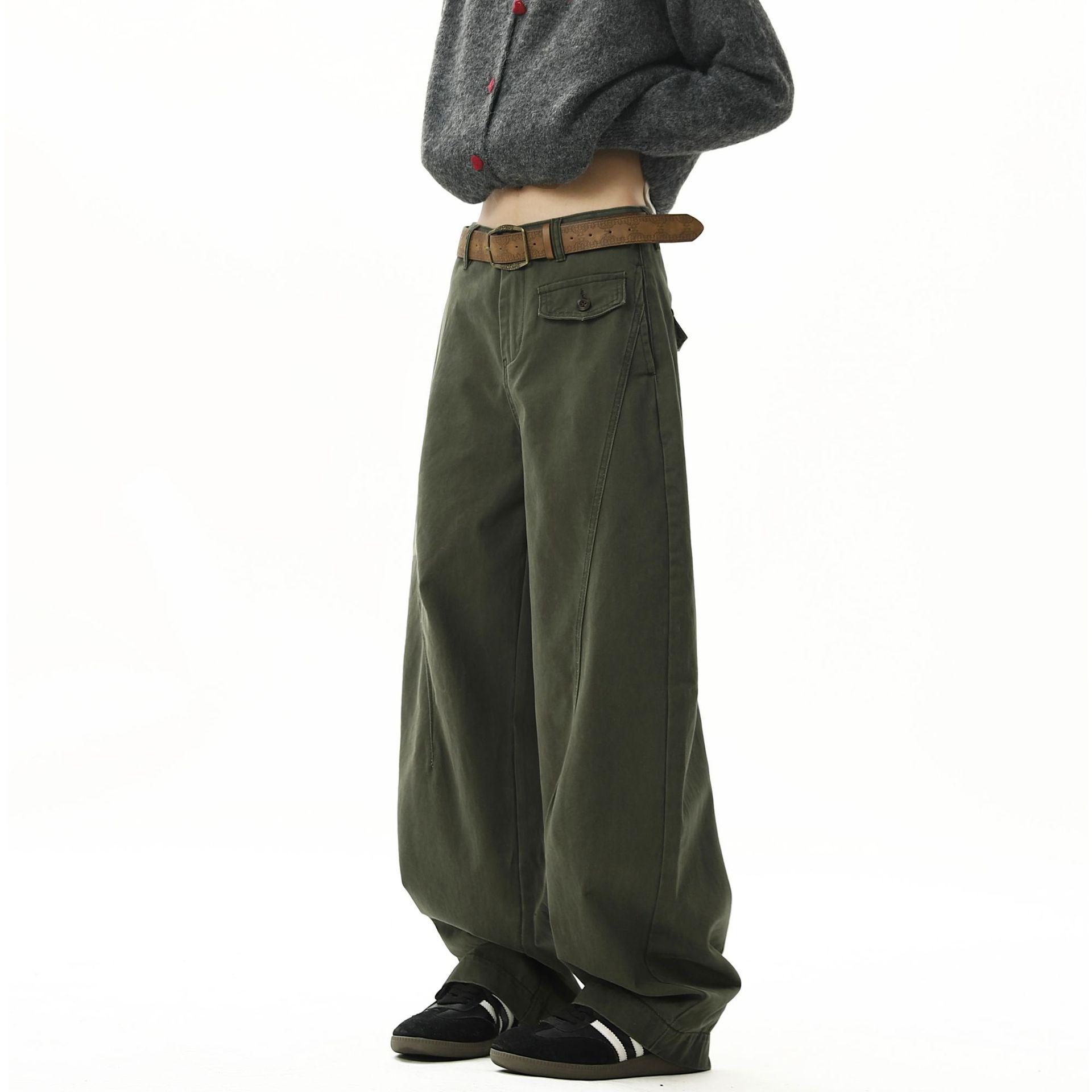 

Унисекс Ретро Зауженные брюки карго с изогнутыми штанинами - Осень/Зима Свободный крой с деконструированным универсальным драпированием XL зелёный