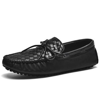 Echtleder Freizeitschuhe Herren Sommer Luxus Slipper Herren Loafer Hohe Qualität Slip On Schwarzes Geflecht Büro Handgefertigt Fahrschuhe