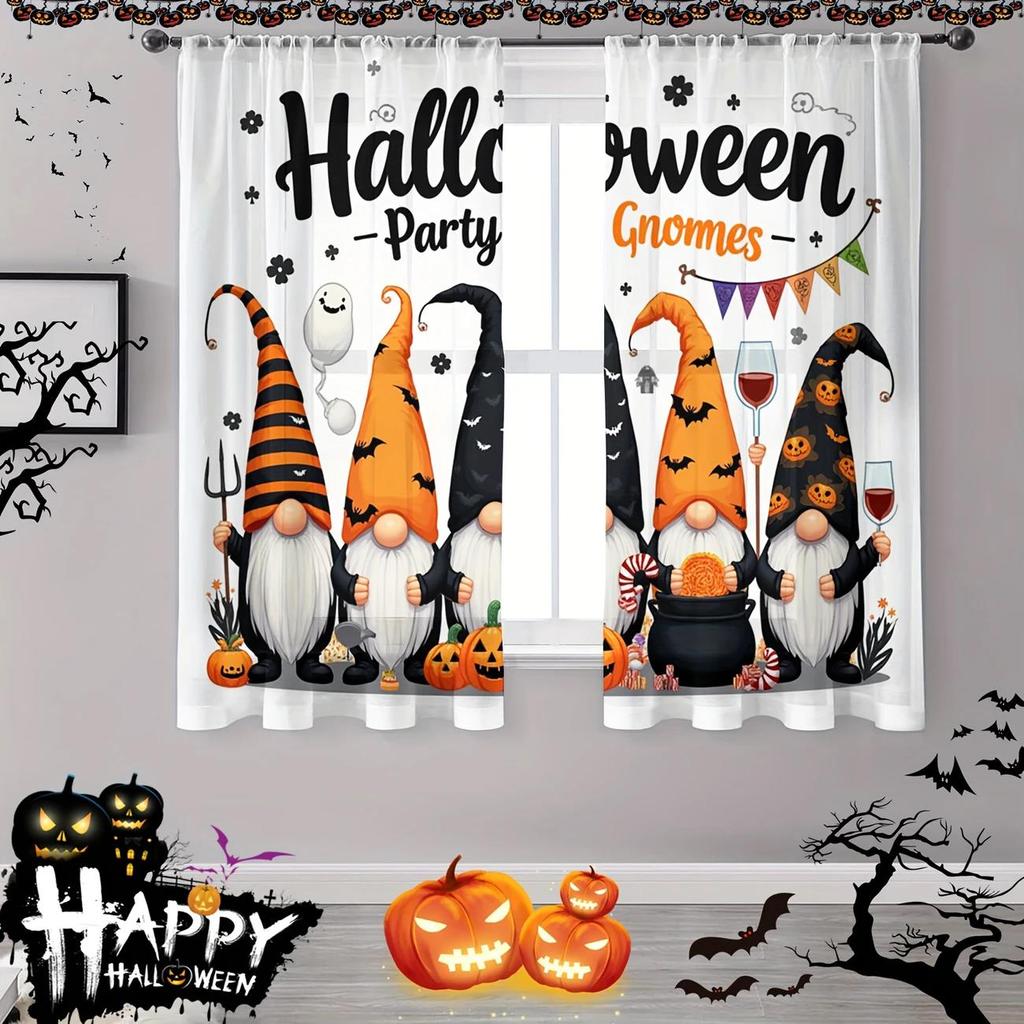 2pcs- Halloween party Dwarf printed curtains, pole bag home decoration, room decoration