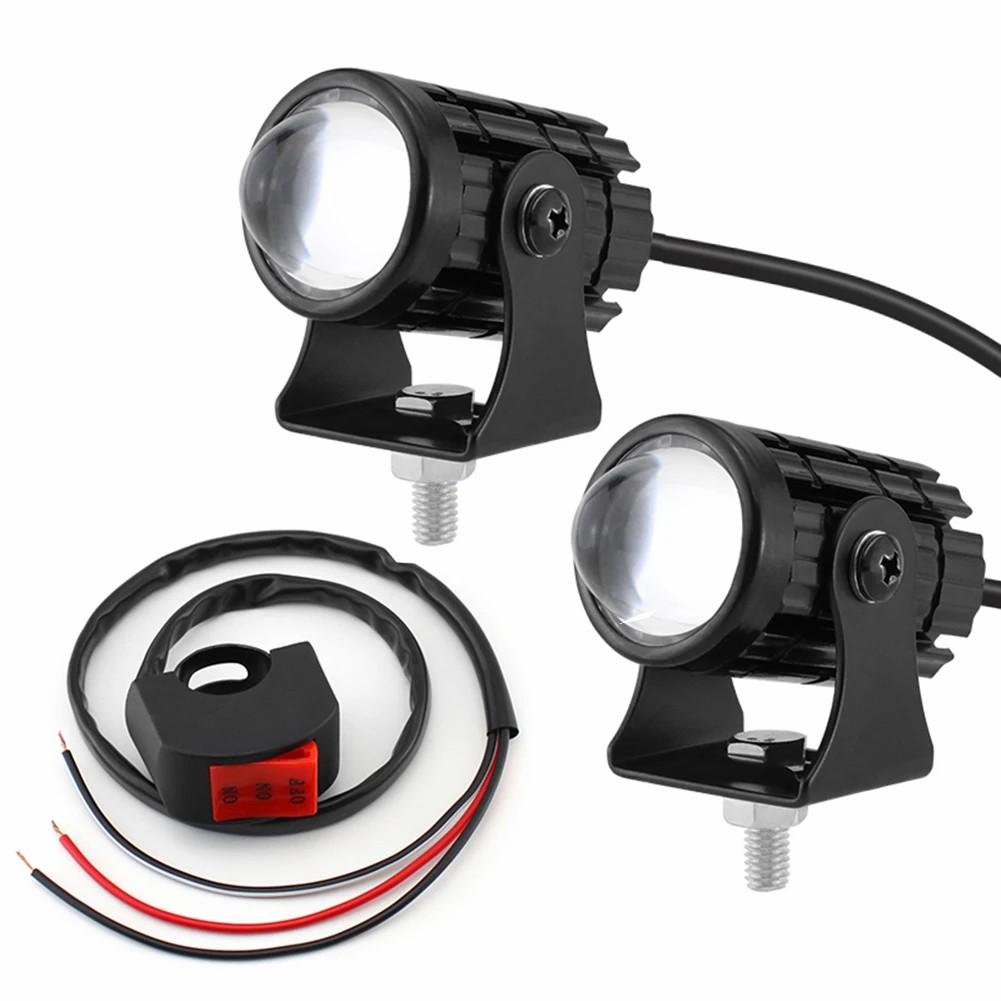 

2Pcs IP67 Waterproof Motorcycle Super Bright Spotlight ATV Motorbike LED Headlights with Switch Type A